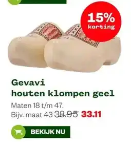 Welkoop Gevavi houten klompen geel aanbieding