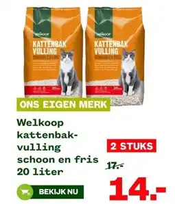 Welkoop Welkoop kattenbak- vulling schoon en fris aanbieding