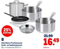Makro Alle Metro Professional kook en koekenpannen aanbieding