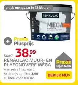 Praxis Renaulac muur- en plafondverf mega aanbieding