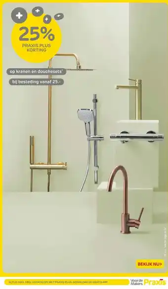 Praxis Op kranen en douchesets aanbieding
