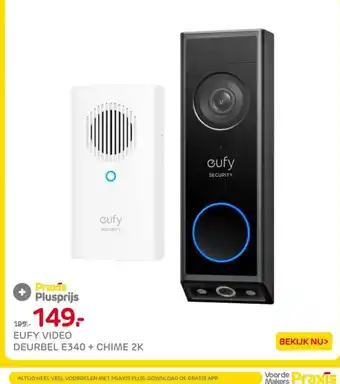 Praxis Eufy video deurbel E340 + chime 2K aanbieding