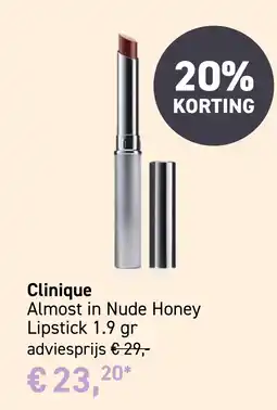Mooi parfumerie Clinique Almost in Nude Honey Lipstick 1.9 gr aanbieding
