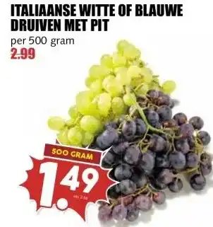 MCD Supermarkt ITALIAANSE WITTE OF BLAUWE DRUIVEN MET PIT aanbieding