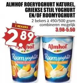 MCD Supermarkt ALMHOF ROERYOGHURT NATUREL, GRIEKSE STIJL YOGHURT EN/OF ROOMYOGHURT aanbieding
