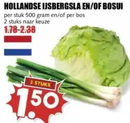 MCD Supermarkt HOLLANDSE IJSBERGSLA EN/OF BOSUI aanbieding