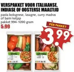 MCD Supermarkt VERSPAKKET VOOR ITALIAANSE, INDIASE OF OOSTERSE MAALTIJD aanbieding