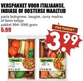 MCD Supermarkt VERSPAKKET VOOR ITALIAANSE, INDIASE OF OOSTERSE MAALTIJD aanbieding