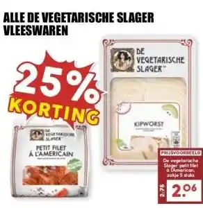 MCD Supermarkt ALLE DE VEGETARISCHE SLAGER VLEESWAREN aanbieding