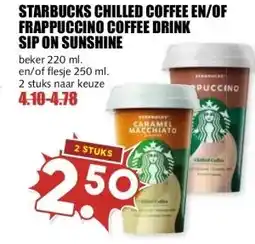 MCD Supermarkt STARBUCKS CHILLED COFFEE EN/OF FRAPPUCCINO COFFEE DRINK SIP ON SUNSHINE aanbieding