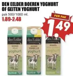MCD Supermarkt DEN EELDER BOEREN YOGHURT OF GEITEN YOGHURT aanbieding