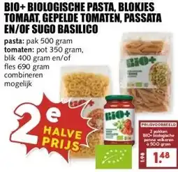 MCD Supermarkt BIO+BIOLOGISCHE PASTA, BLOKJES TOMAAT, GEPELDE TOMATEN, PASSATA EN/OF SUGO BASILICO aanbieding