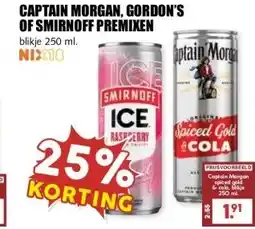 MCD Supermarkt CAPTAIN MORGAN, GORDON'S OF SMIRNOFF PREMIXEN aanbieding