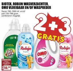 MCD Supermarkt BIOTEX, ROBIJN WASVERZACHTER, OMO VLOEIBAAR EN/OF WASPOEDER aanbieding