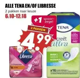 MCD Supermarkt ALLE TENA EN/OF LIBRESSE aanbieding