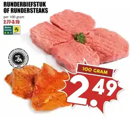 MCD Supermarkt RUNDERBIEFSTUK OF RUNDERSTEAKS aanbieding