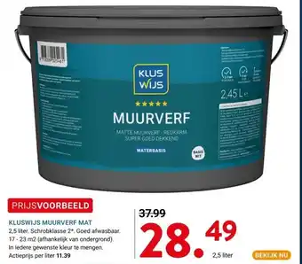 Kluswijs KLUSWIJS MUURVERF MAT aanbieding