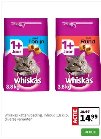 Intratuin Whiskas kattenvoeding. Inhoud 3,8 kilo, diverse varianten. aanbieding