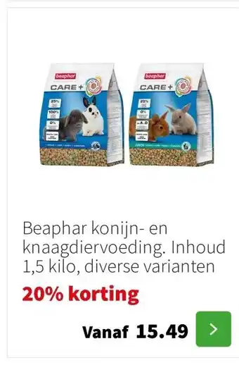 Intratuin Beaphar konijn- en knaagdiervoeding. Inhoud 1,5 kilo, diverse varianten aanbieding
