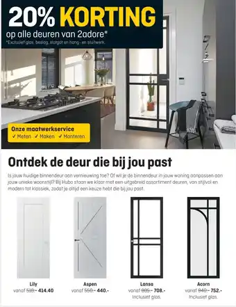 Hubo op alle deuren van 2adore* aanbieding