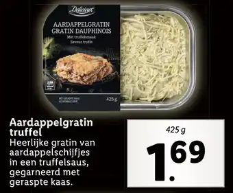 Lidl Aardappelgratin truffel Heerlijke gratin van aardappelschijfjes in een truffelsaus, gegarneerd met geraspte kaas. aanbieding