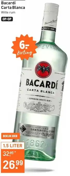 Gall & Gall Bacardí Carta Blanca 150CL aanbieding