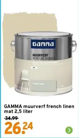 GAMMA GAMMA muurverf french linen mat 2,5 liter aanbieding