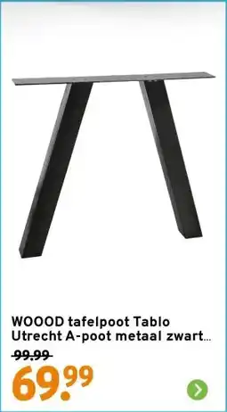 GAMMA WOOOD tafelpoot Tablo Utrecht A-poot metaal zwart per stuk aanbieding