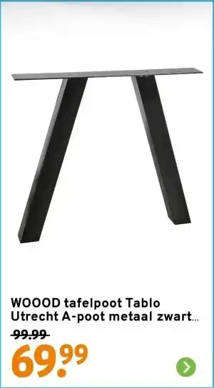 GAMMA WOOOD tafelpoot Tablo Utrecht A-poot metaal zwart per stuk aanbieding