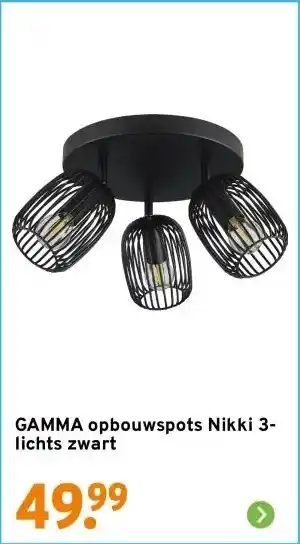 GAMMA GAMMA opbouwspots Nikki 3-lichts zwart aanbieding