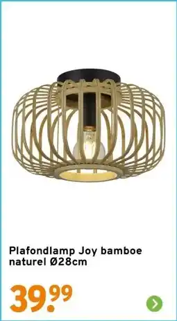 GAMMA Plafondlamp Joy bamboe naturel Ø28cm aanbieding