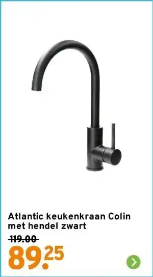 GAMMA Atlantic keukenkraan Colin met hendel zwart aanbieding