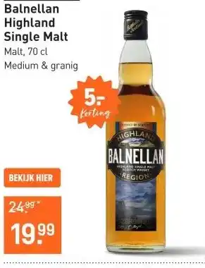 Gall & Gall Balnellan Highland Single Malt 70CL aanbieding