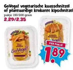 Boon`s Markt GoVega! vegetarische kaasschnitzel of plantaardige krokante kipschnitzel aanbieding