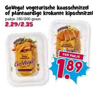 Boon`s Markt GoVega! vegetarische kaasschnitzel of plantaardige krokante kipschnitzel aanbieding