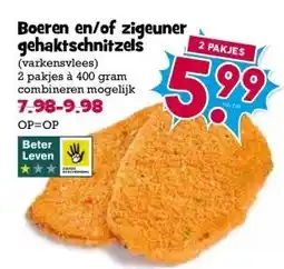 Boon`s Markt Boeren en/of zigeuner gehaktschnitzels aanbieding