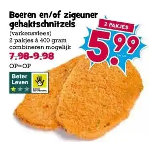 Boon`s Markt Boeren en/of zigeuner gehaktschnitzels aanbieding