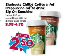 Boon`s Markt Starbucks Chilled Coffee en/of Frappuccino coffee drink Sip On Sunshine aanbieding