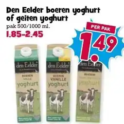Boon`s Markt Den Eelder boeren yoghurt of geiten yoghurt aanbieding