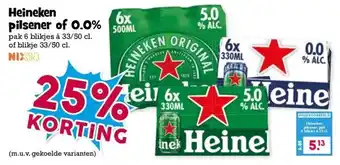 Boon`s Markt Heineken pilsener of 0.0% aanbieding