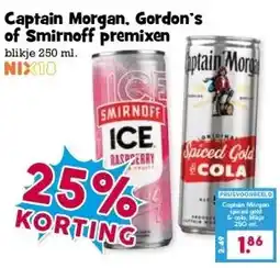 Boon`s Markt Captain Morgan, Gordon's of Smirnoff premixen aanbieding