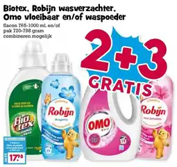 Boon`s Markt Biotex, Robijn wasverzachter, Omo vloeibaar en/of waspoeder aanbieding
