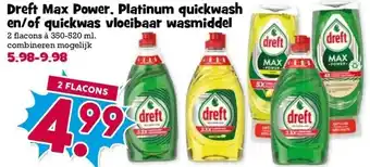 Boon`s Markt Dreft Max Power, Platinum quickwash en/of quickwas vloeibaar wasmiddel aanbieding