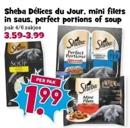 Boon`s Markt Sheba Délices du Jour, mini filets in saus, perfect portions of soup aanbieding
