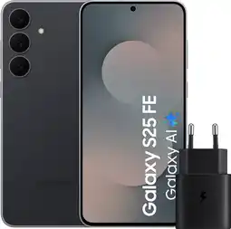 Coolblue Samsung Galaxy S25 FE 256GB Zwart 5G + Samsung Oplader 25 Watt Zwart aanbieding