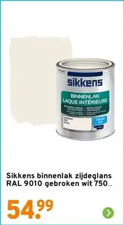 GAMMA Sikkens binnenlak zijdeglans RAL 9010 gebroken wit 750 ml aanbieding