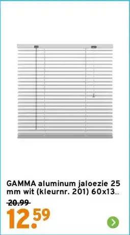GAMMA GAMMA aluminum jaloezie 25 mm wit (kleurnr. 201) 60x130 cm (bxh) aanbieding