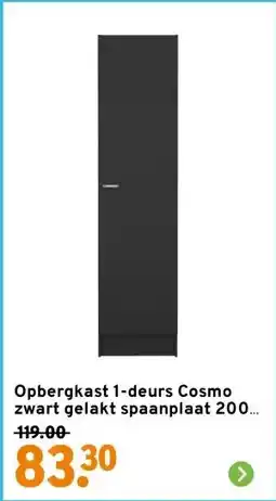 GAMMA Opbergkast 1-deurs Cosmo zwart gelakt spaanplaat 200 x 49,2 x 47,1 cm aanbieding