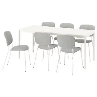 IKEA Ikea vihals witte rechthoekige uitschuifbare eettafel met 4 grijze stoelen aanbieding