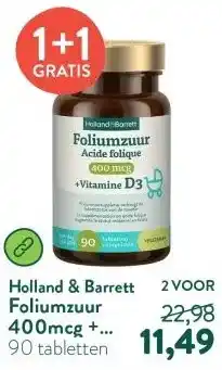 Holland & Barrett Foliumzuur 400mcg + Vitamine D3 aanbieding